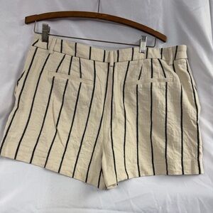 Express High Waist Cream and Black Striped Shorts